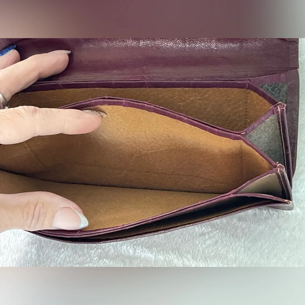 Antique All Leather Strongly Stitched accordion billfold wallet train ticket